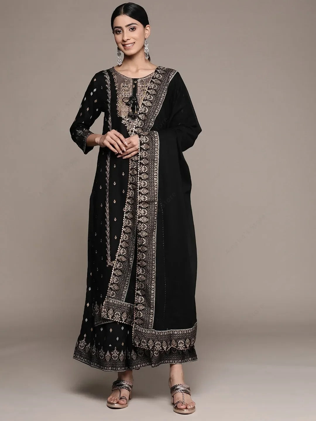 Pakistani Women's Punjabi Suit 3-Piece Set Cotton Floral Print Kurta Dupatta Salwar Kameez