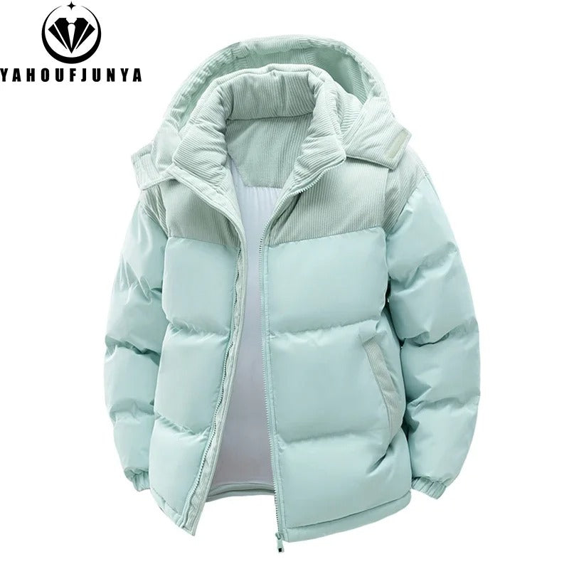 Royal Fashion Hooded Coat Men's Zipper Control Winter Light and Thin Jacket,