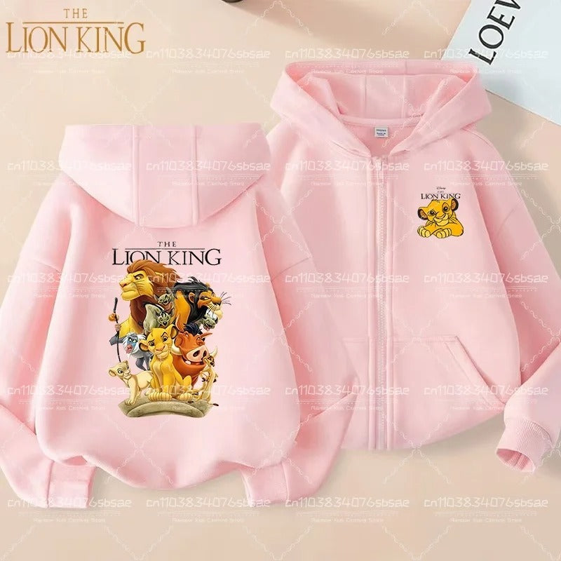 Disney Fall Winter Lion King Kids Zipper Hoodie Cartoon Print shirt Casual For Kids Clothing Sweater