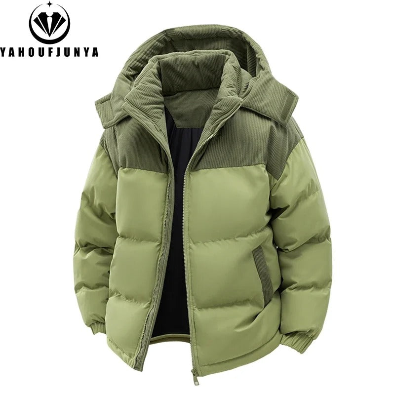 Royal Fashion Hooded Coat Men's Zipper Control Winter Light and Thin Jacket,