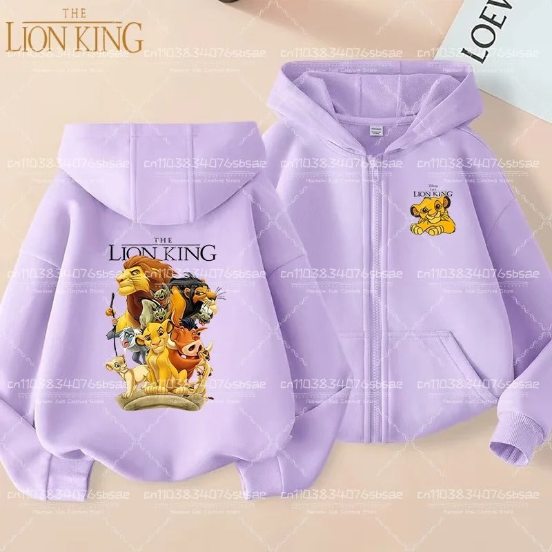 Disney Fall Winter Lion King Kids Zipper Hoodie Cartoon Print shirt Casual For Kids Clothing Sweater