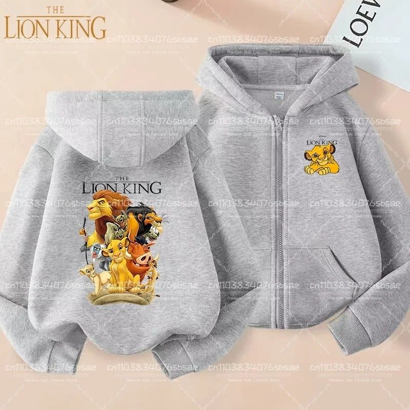 Disney Fall Winter Lion King Kids Zipper Hoodie Cartoon Print shirt Casual For Kids Clothing Sweater