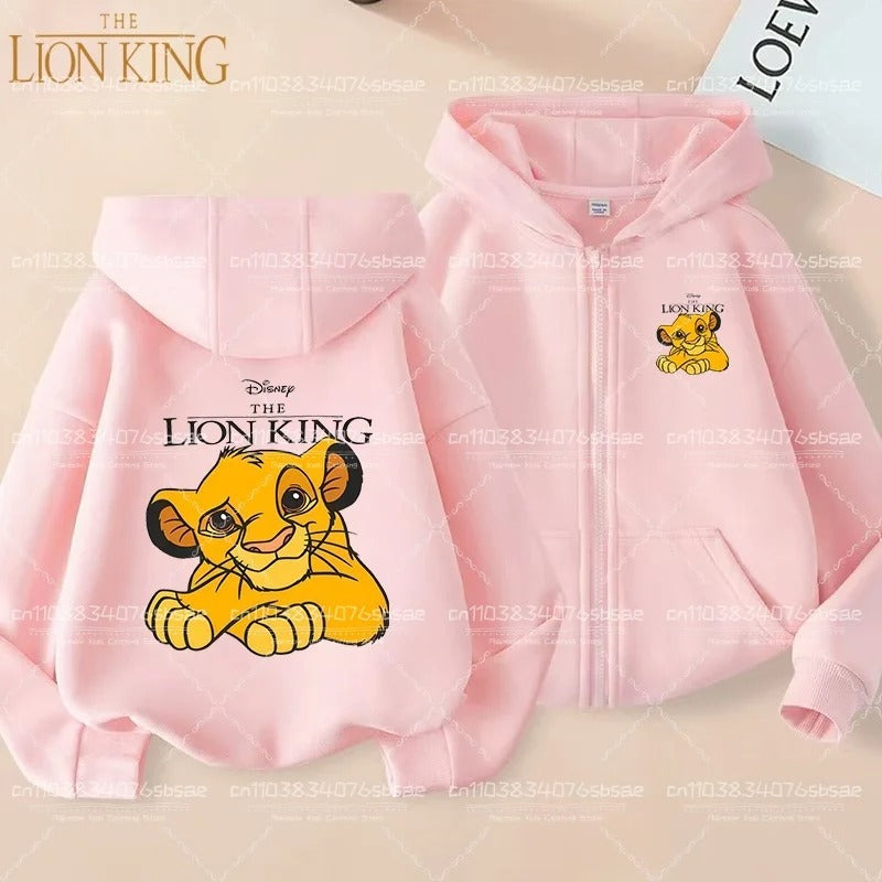 Disney Fall Winter Lion King Kids Zipper Hoodie Cartoon Print shirt Casual For Kids Clothing Sweater