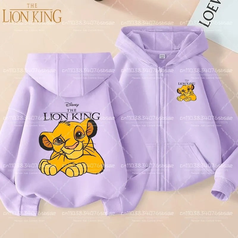 Disney Fall Winter Lion King Kids Zipper Hoodie Cartoon Print shirt Casual For Kids Clothing Sweater