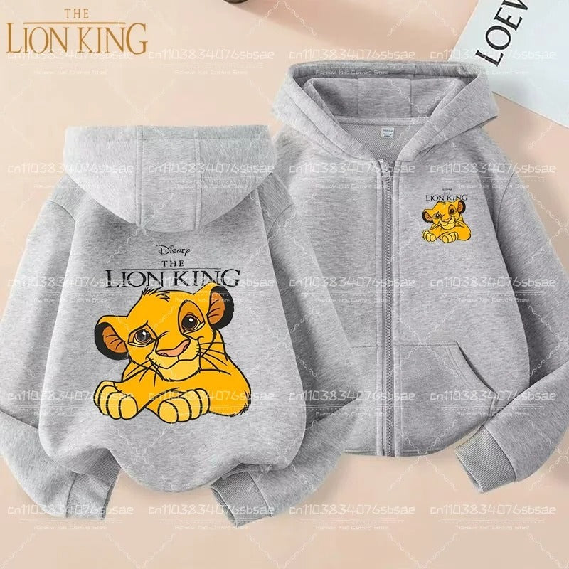 Disney Fall Winter Lion King Kids Zipper Hoodie Cartoon Print shirt Casual For Kids Clothing Sweater
