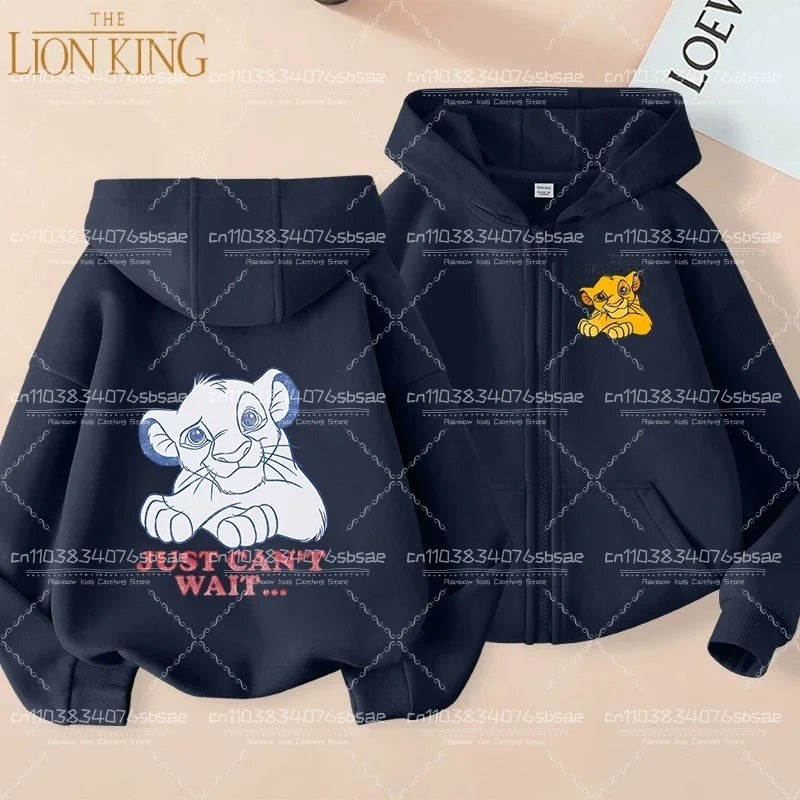 Disney Fall Winter Lion King Kids Zipper Hoodie Cartoon Print shirt Casual For Kids Clothing Sweater
