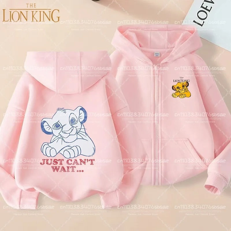 Disney Fall Winter Lion King Kids Zipper Hoodie Cartoon Print shirt Casual For Kids Clothing Sweater