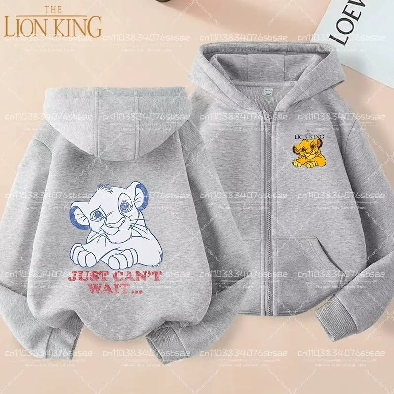 Disney Fall Winter Lion King Kids Zipper Hoodie Cartoon Print shirt Casual For Kids Clothing Sweater
