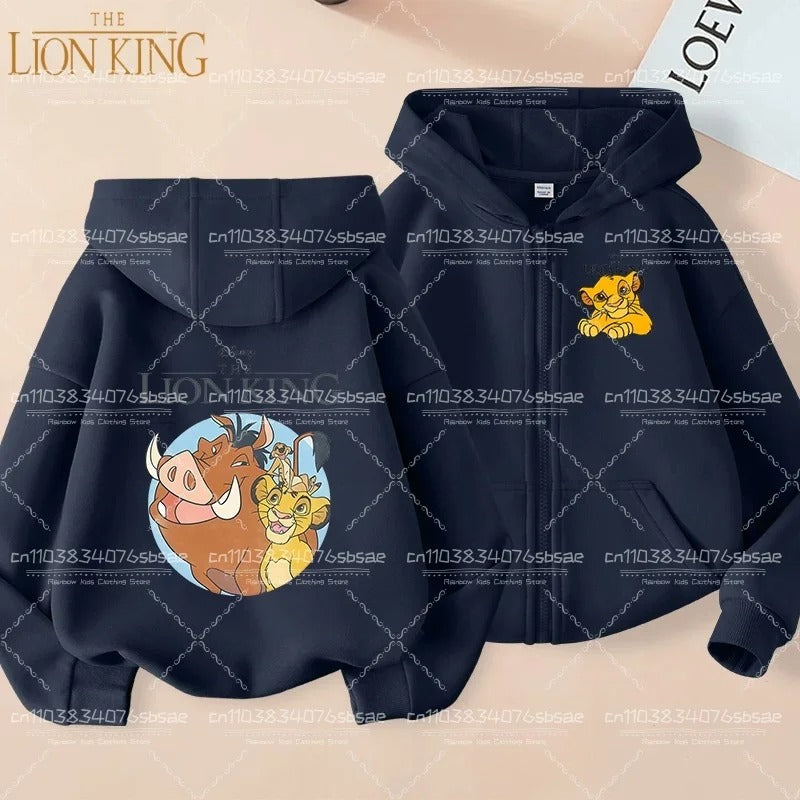 Disney Fall Winter Lion King Kids Zipper Hoodie Cartoon Print shirt Casual For Kids Clothing Sweater