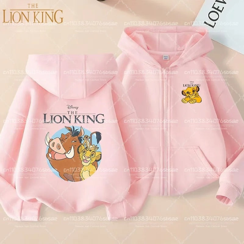 Disney Fall Winter Lion King Kids Zipper Hoodie Cartoon Print shirt Casual For Kids Clothing Sweater