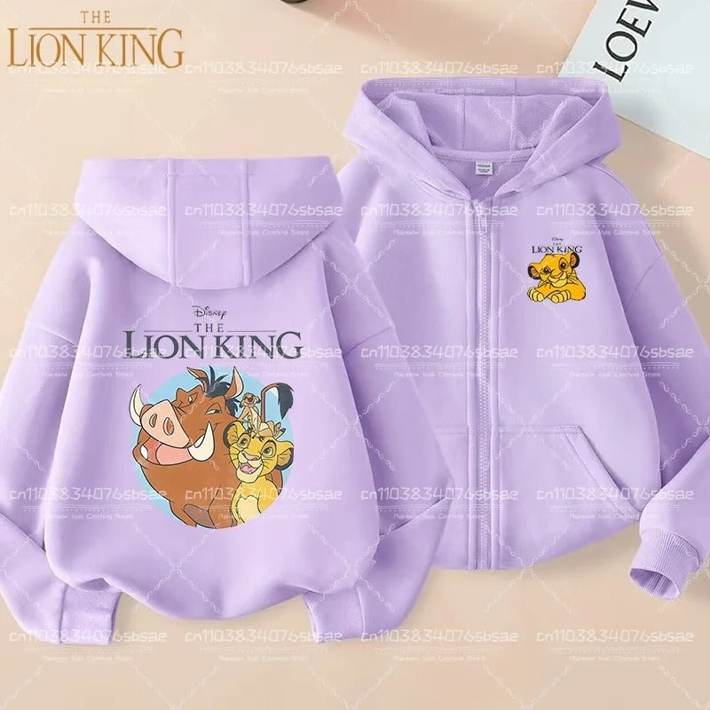 Disney Fall Winter Lion King Kids Zipper Hoodie Cartoon Print shirt Casual For Kids Clothing Sweater