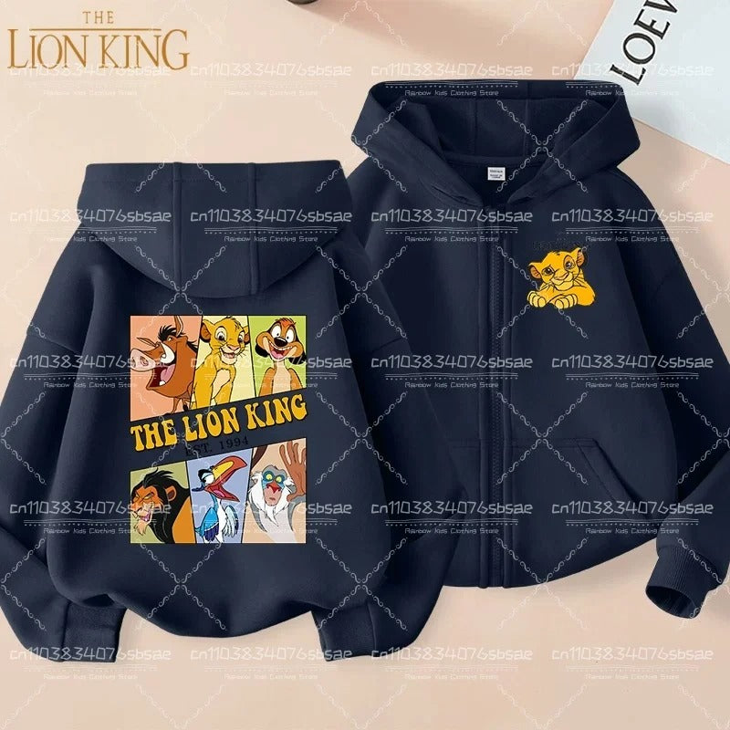 Disney Fall Winter Lion King Kids Zipper Hoodie Cartoon Print shirt Casual For Kids Clothing Sweater
