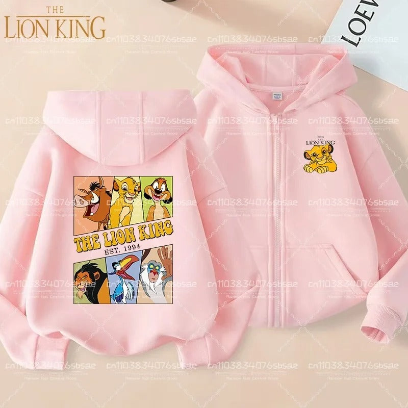 Disney Fall Winter Lion King Kids Zipper Hoodie Cartoon Print shirt Casual For Kids Clothing Sweater