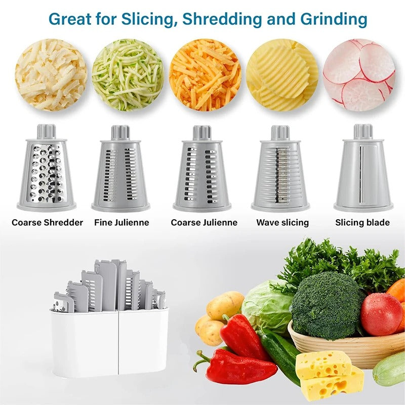 Vegetable Cutter & Slicer Manual Kitchen Cheese Chopper Machine With 3 Sharp Drums