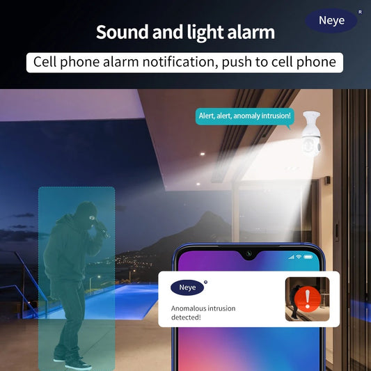 WiFi Home Camera Spotlight E27 Light Bulb Camera 360 degree