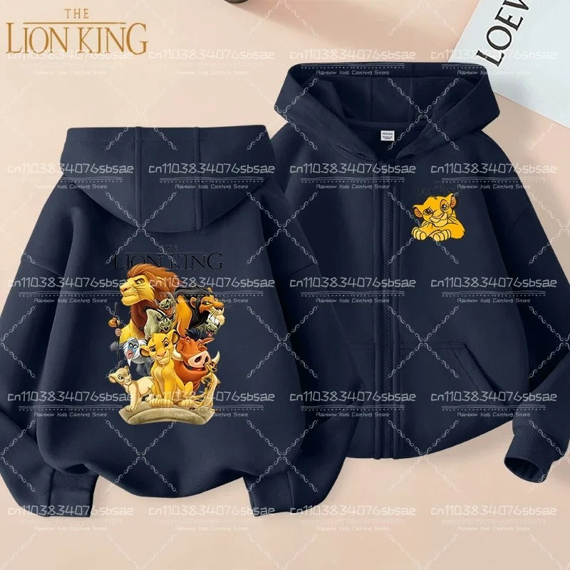 Disney Fall Winter Lion King Kids Zipper Hoodie Cartoon Print shirt Casual For Kids Clothing Sweater