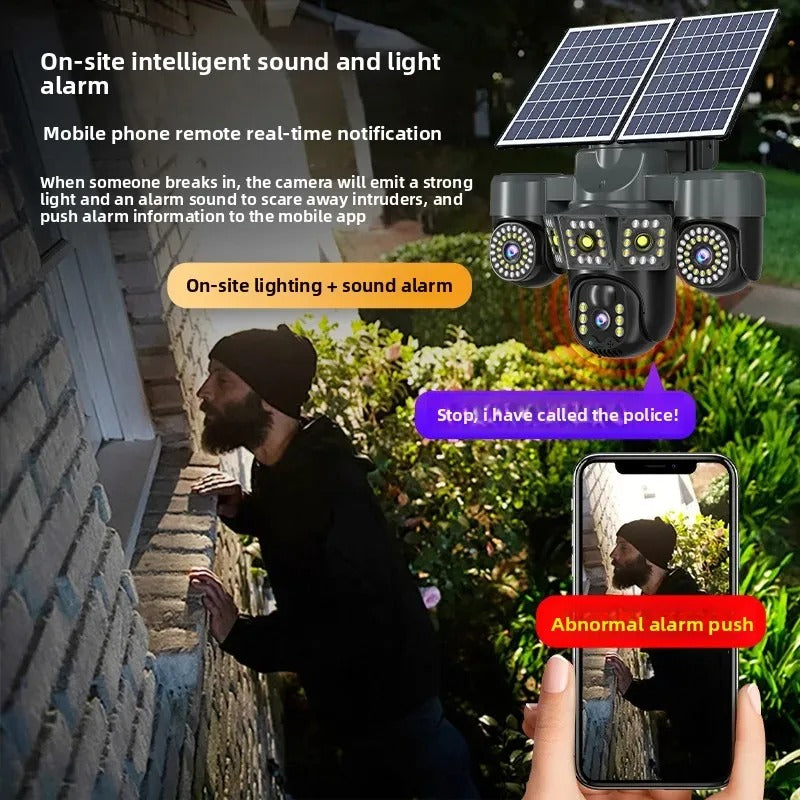 Solar Powered Wireless 4G Camera Outdoor Dual Mobile Remote Surveillance Camera Full Color