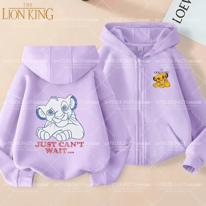 Disney Fall Winter Lion King Kids Zipper Hoodie Cartoon Print shirt Casual For Kids Clothing Sweater