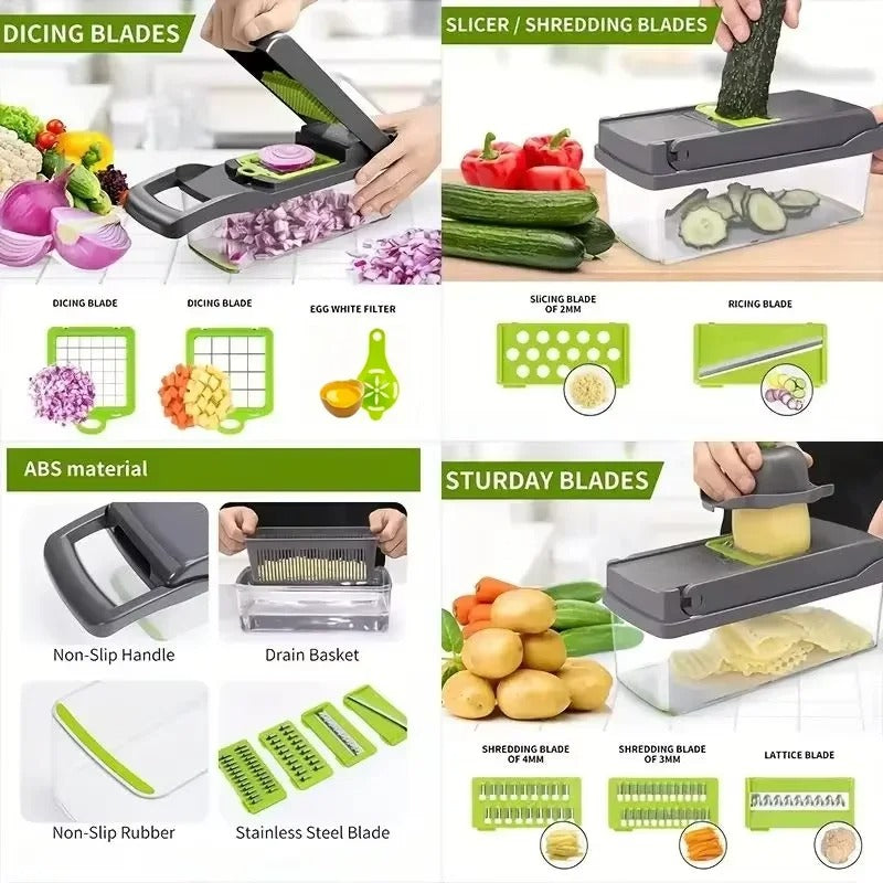 Vegetable Cutter Multifunctional Kitchen Tool, 5-in-1 Food Chopper,Cutter,Slice