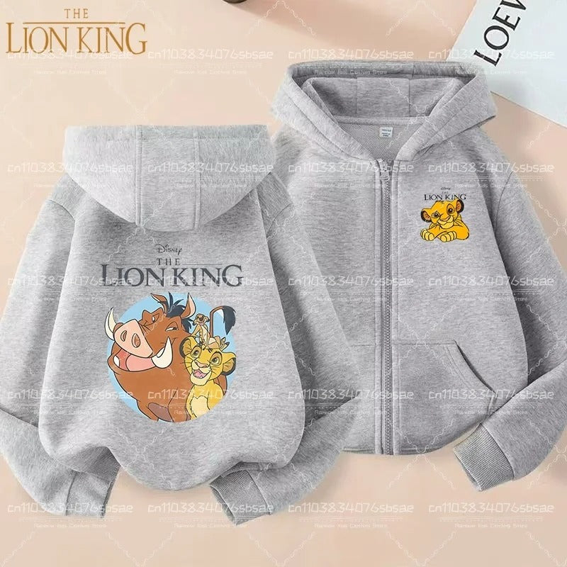 Disney Fall Winter Lion King Kids Zipper Hoodie Cartoon Print shirt Casual For Kids Clothing Sweater