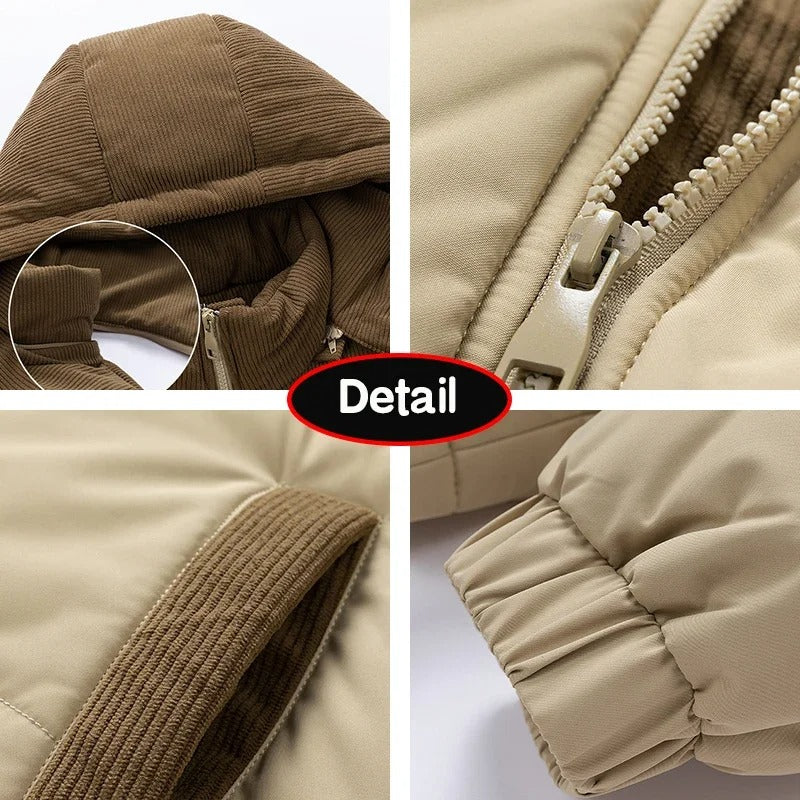 Royal Fashion Hooded Coat Men's Zipper Control Winter Light and Thin Jacket,