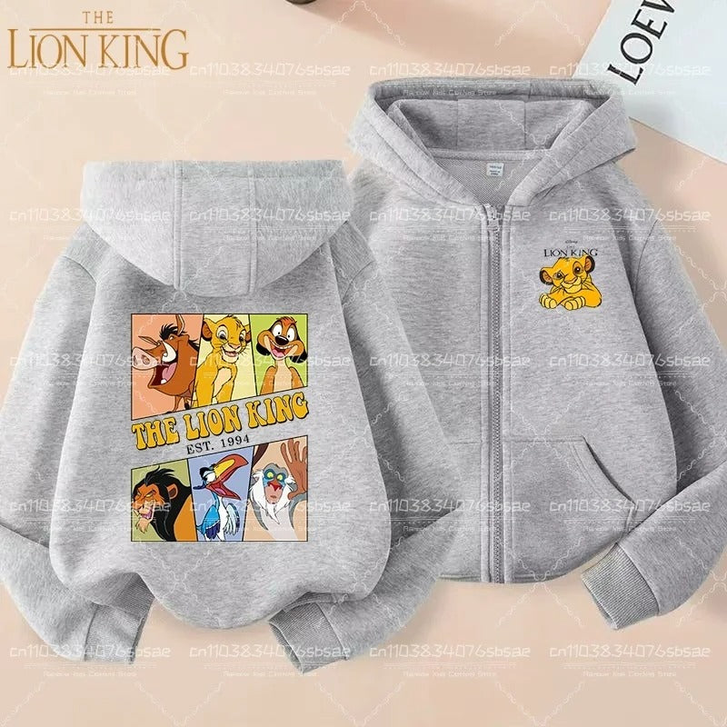 Disney Fall Winter Lion King Kids Zipper Hoodie Cartoon Print shirt Casual For Kids Clothing Sweater