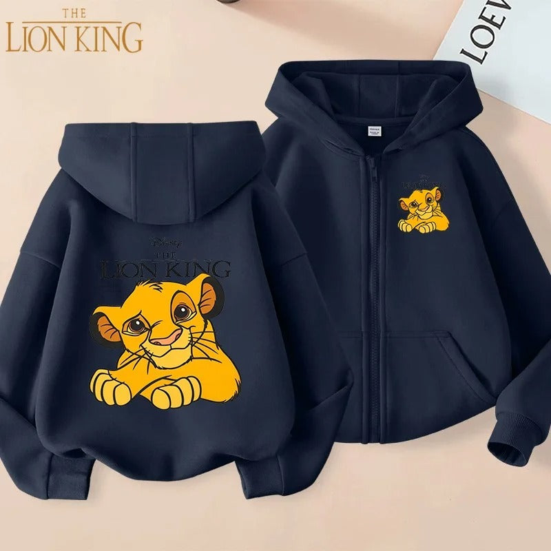 Disney Fall Winter Lion King Kids Zipper Hoodie Cartoon Print shirt Casual For Kids Clothing Sweater