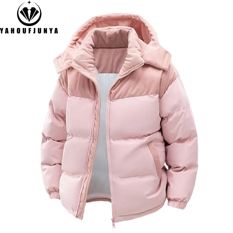Royal Fashion Hooded Coat Men's Zipper Control Winter Light and Thin Jacket,