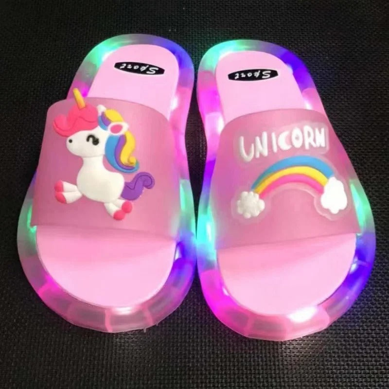 Children‘s Boys Girls Slippers Cartoon Unicorn Animals Prints Shoes