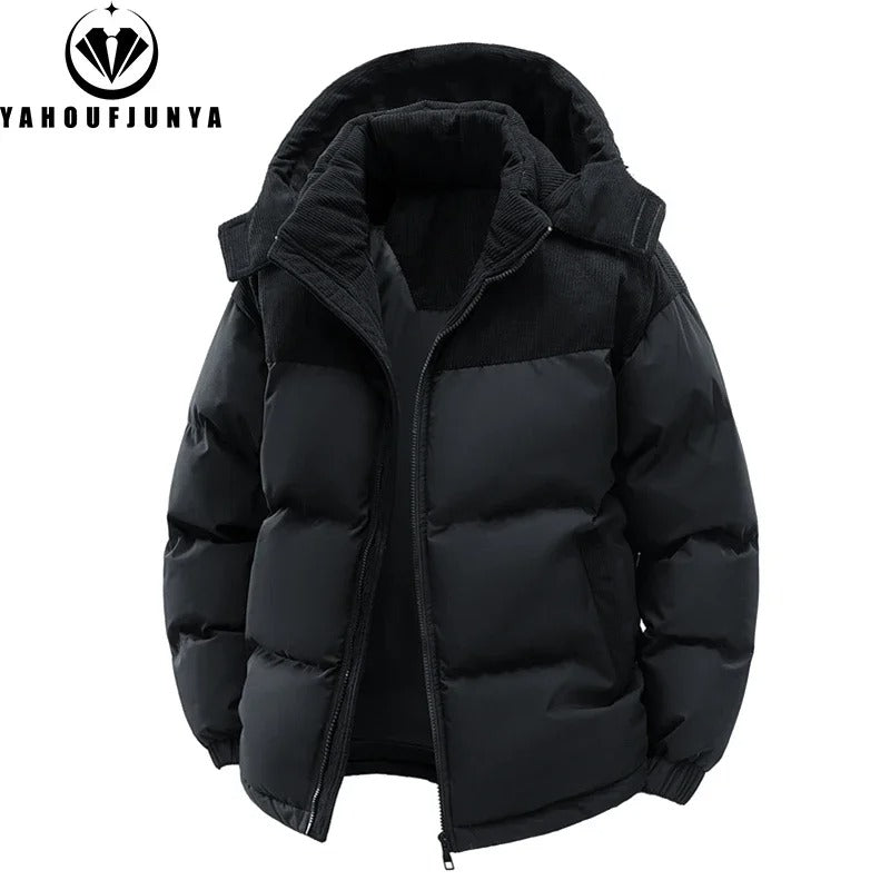 Royal Fashion Hooded Coat Men's Zipper Control Winter Light and Thin Jacket,