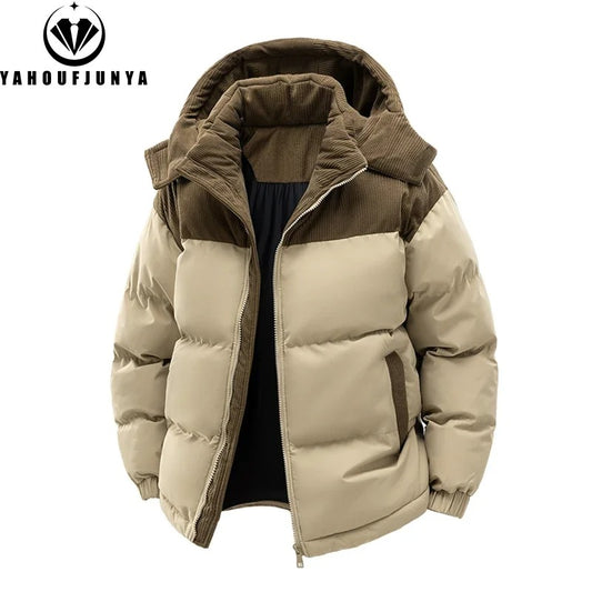Royal Fashion Hooded Coat Men's Zipper Control Winter Light and Thin Jacket,