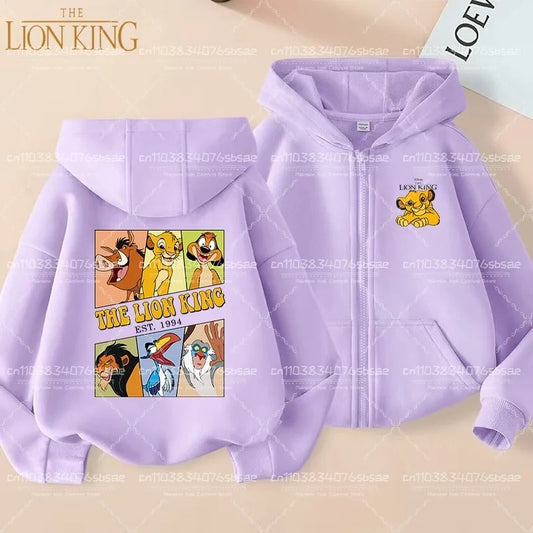Disney Fall Winter Lion King Kids Zipper Hoodie Cartoon Print shirt Casual For Kids Clothing Sweater