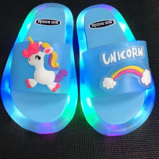 Children‘s Boys Girls Slippers Cartoon Unicorn Animals Prints Shoes