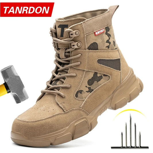 Work Boots Indestructible Safety Shoes Men Steel Toe Shoes Puncture-Proof