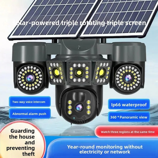 Solar Powered Wireless 4G Camera Outdoor Dual Mobile Remote Surveillance Camera Full Color