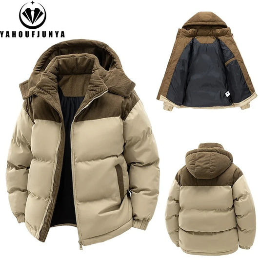 Royal Fashion Hooded Coat Men's Zipper Control Winter Light and Thin Jacket,