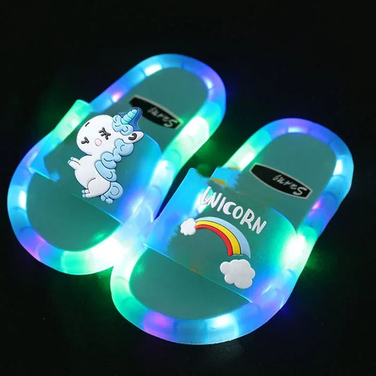 Children‘s Boys Girls Slippers Cartoon Unicorn Animals Prints Shoes