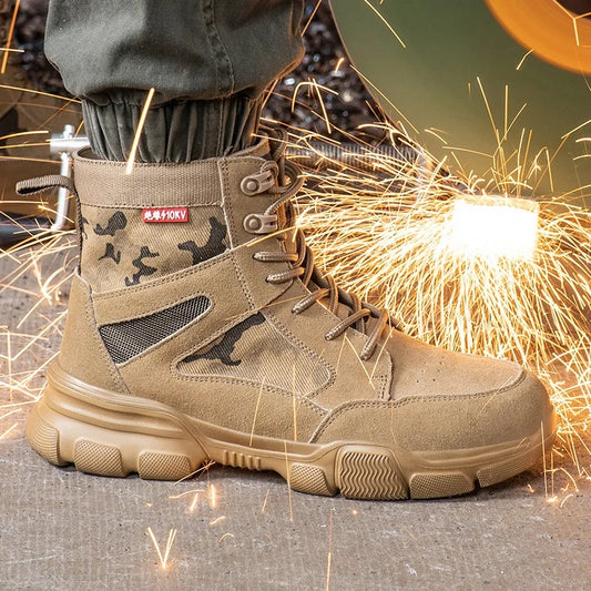 Work Boots Indestructible Safety Shoes Men Steel Toe Shoes Puncture-Proof