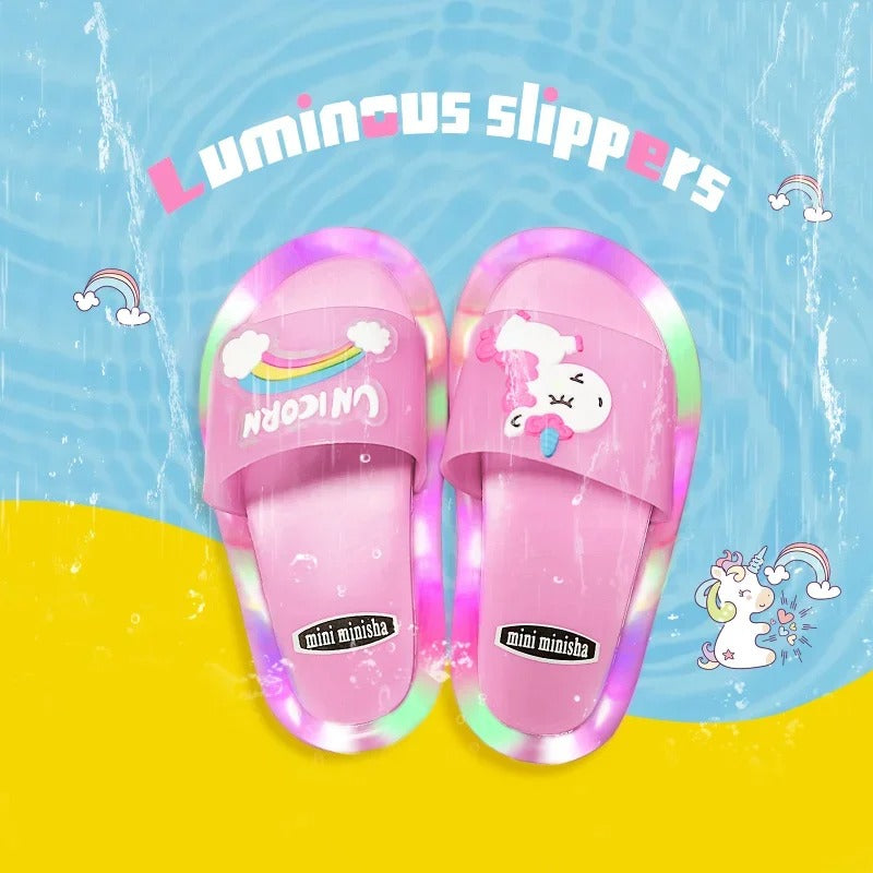Children‘s Boys Girls Slippers Cartoon Unicorn Animals Prints Shoes