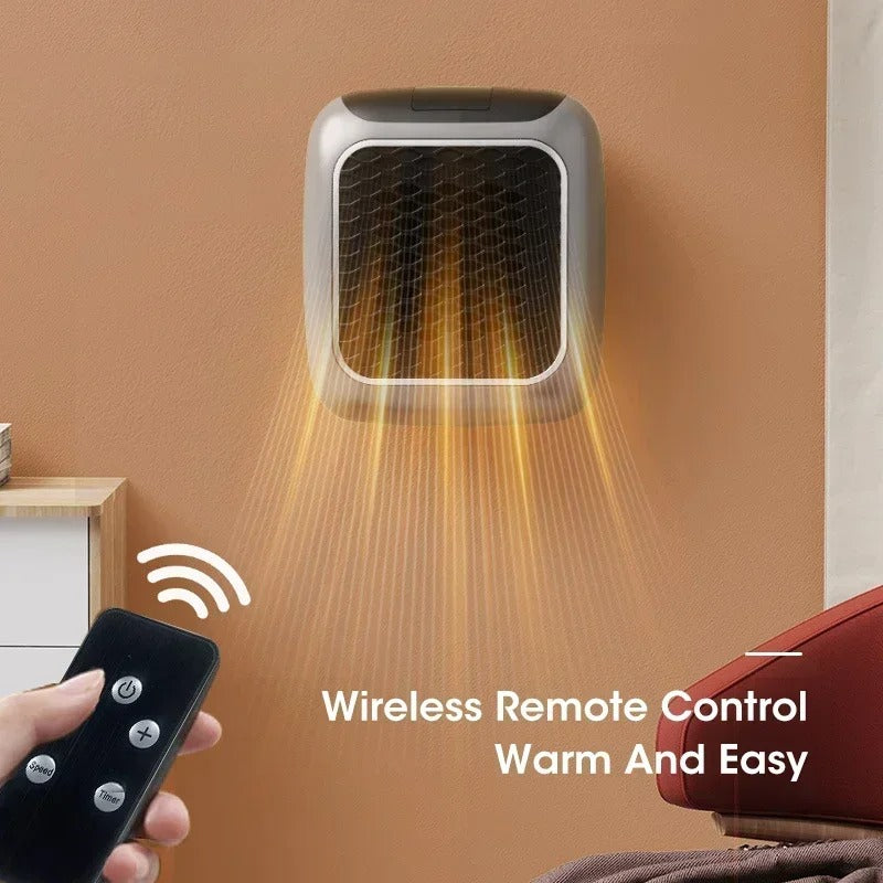 800W Portable Electric Heater EU Small Bathroom with Remote Control