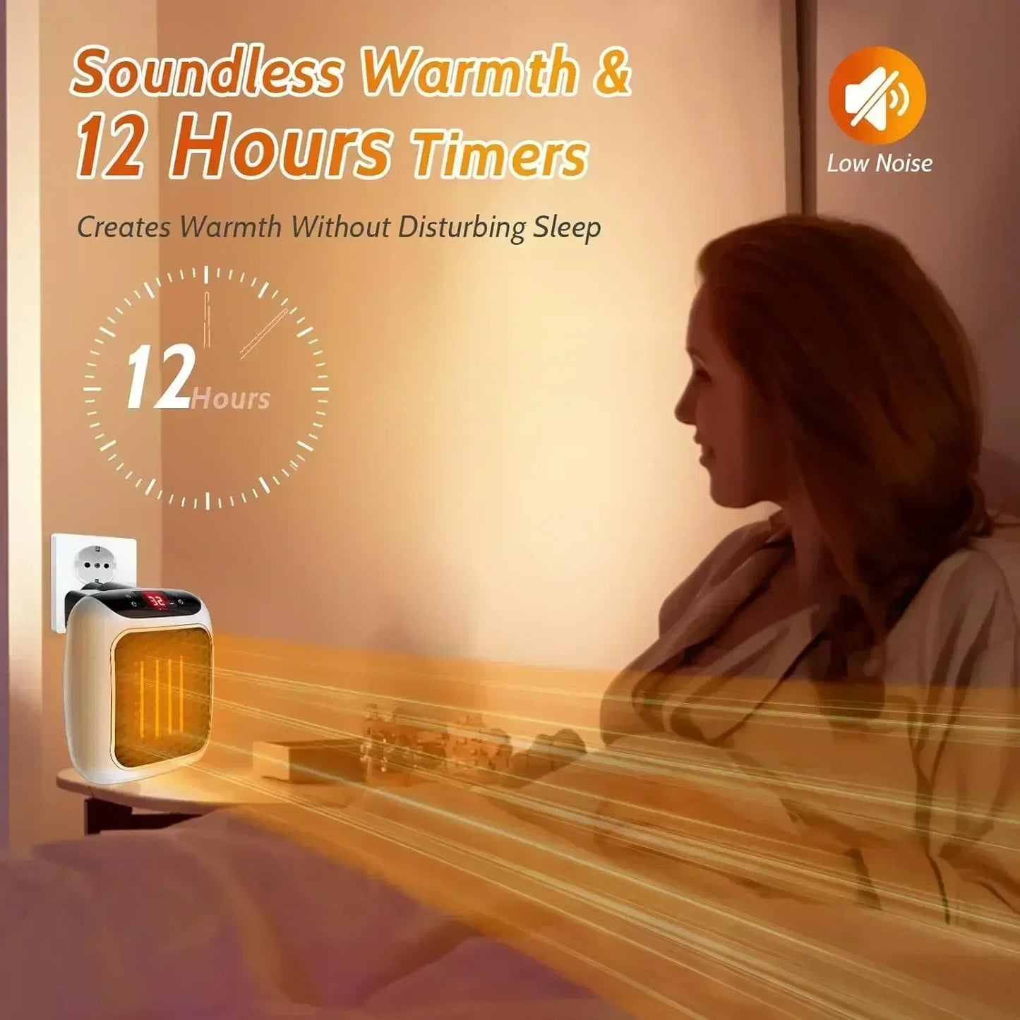 800W Portable Electric Heater EU Small Bathroom with Remote Control