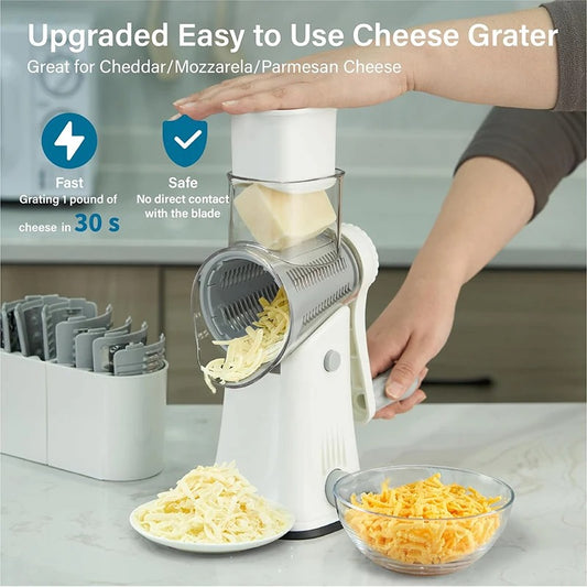 Vegetable Cutter & Slicer Manual Kitchen Cheese Chopper Machine With 3 Sharp Drums