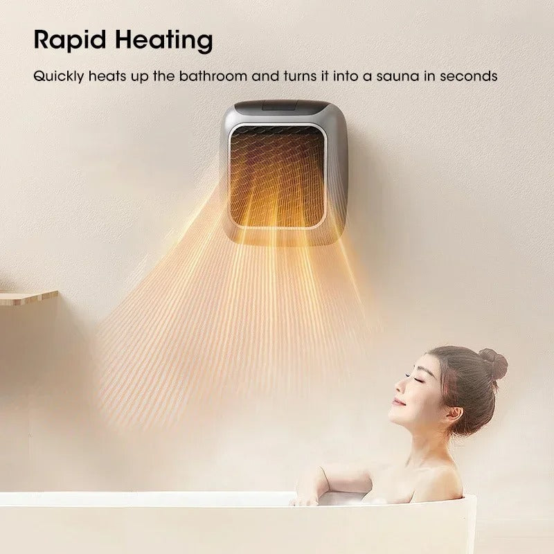 800W Portable Electric Heater EU Small Bathroom with Remote Control